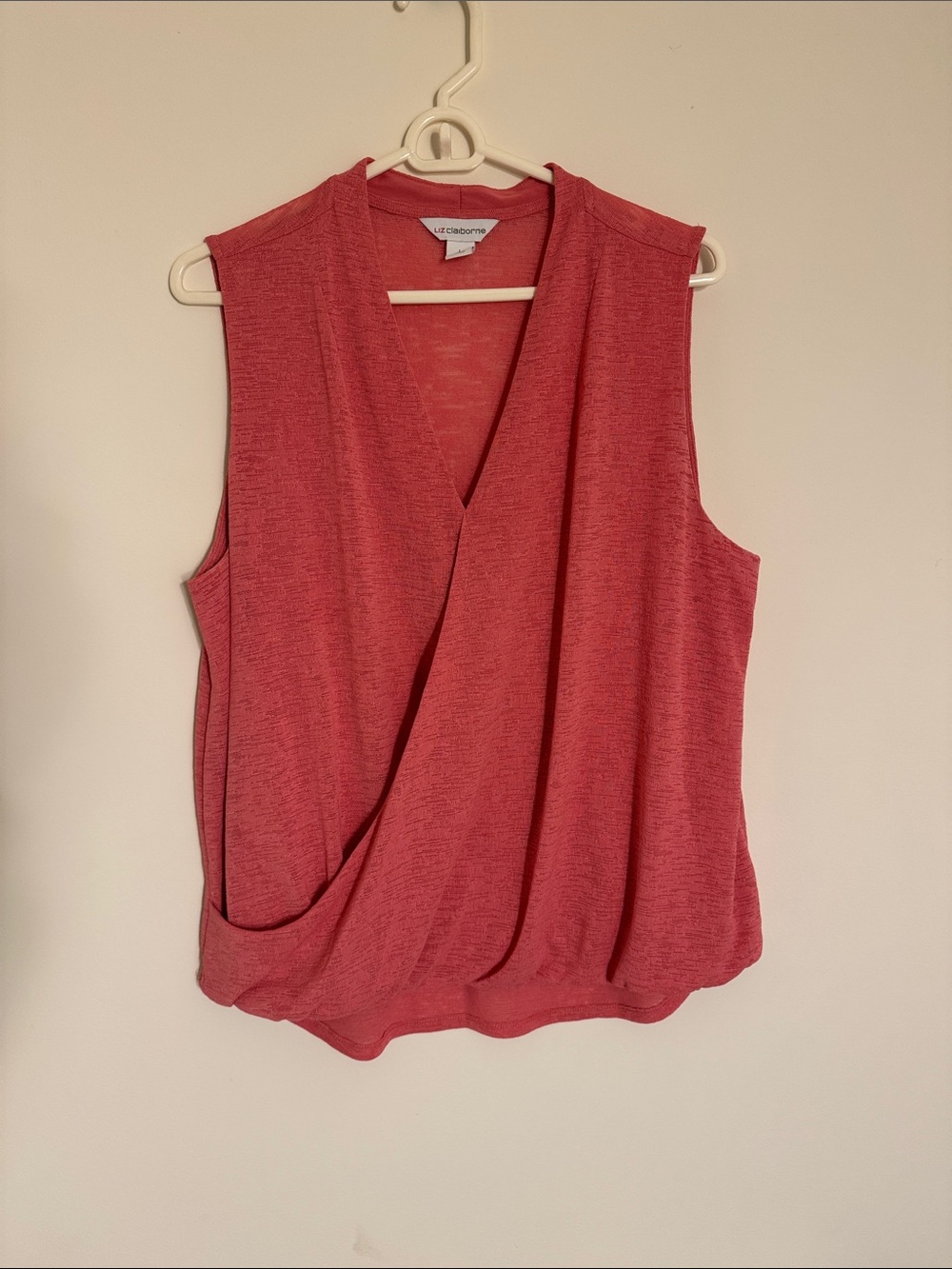 Liz Claiborne Rose-Pink Draped Surplice Sleeveless Top